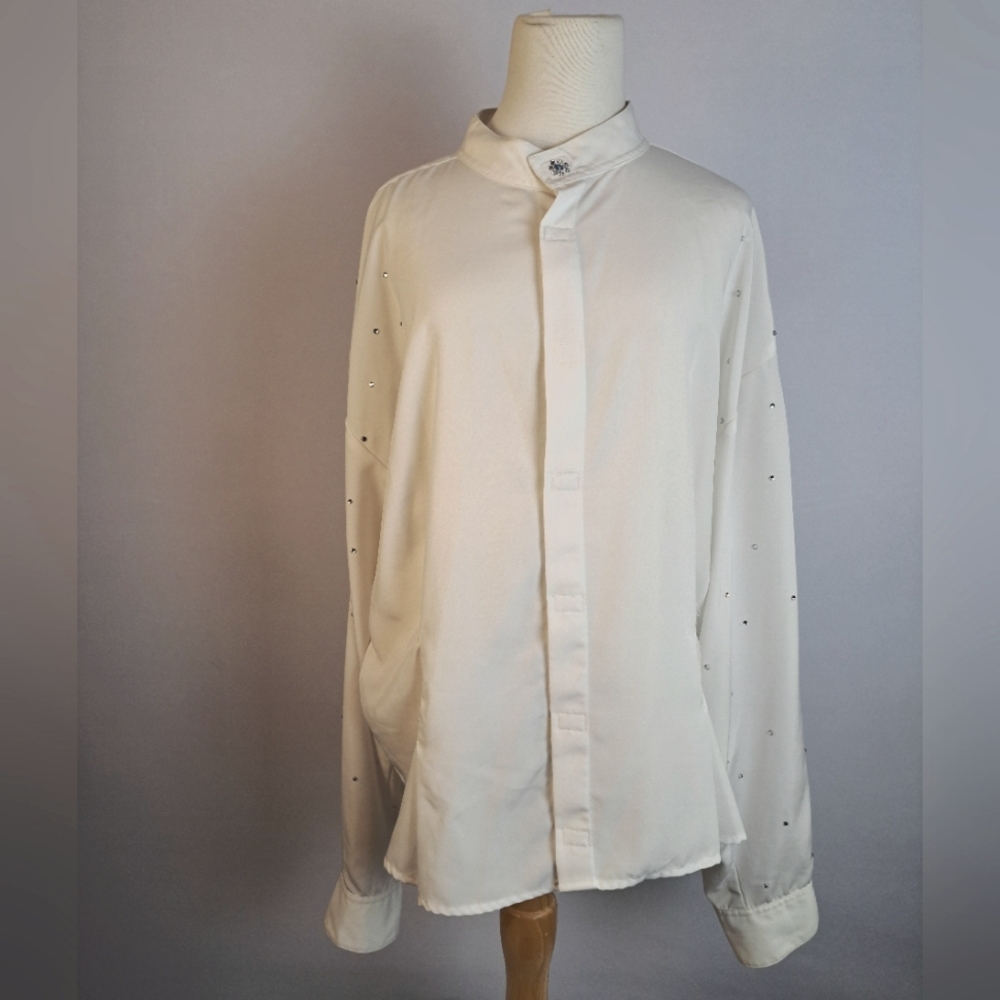 Mens XL-XXL Rhinestone CowboyFormal White Shirt w/ quick-rigged Velcro placket